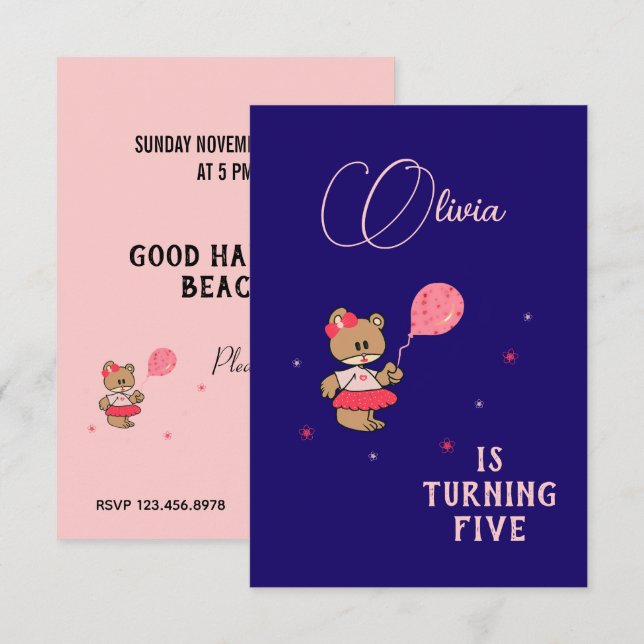 Invitación Oso de Teddy (Anverso / Reverso)