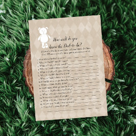 Invitación Oso De Teddy Blanco Que Conoce A Papá Mejor Juego