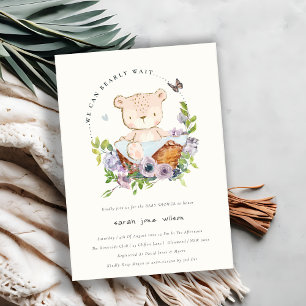 Invitación Oso De Teddy Cuidadoso En Baby Shower Azul De La C