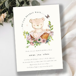 Invitación Oso De Teddy Cuidadoso En Baby Shower Rosa De La C