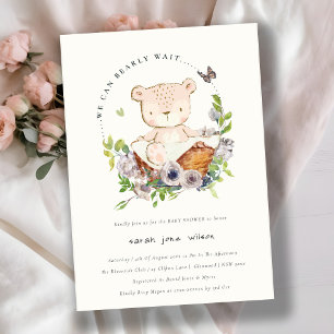 Invitación Oso De Teddy Cuidadoso En Baby Shower Verde De La 