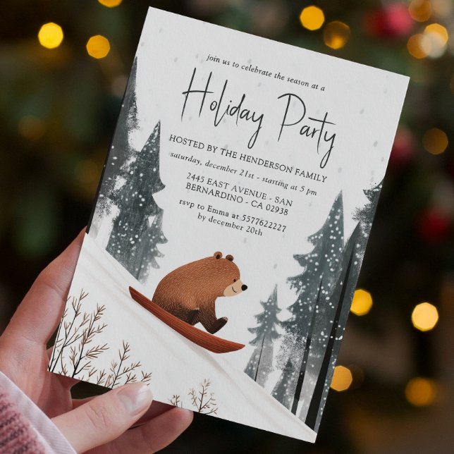 Invitación Oso De Teddy En La Fiesta De Vacaciones De Nieve (Subido por el creador)