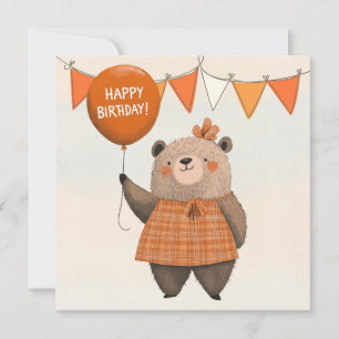 Invitación Oso de vestir de naranja con barra de pelo