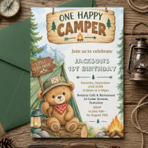 Oso del bosque Un feliz campista Cumpleaños 1