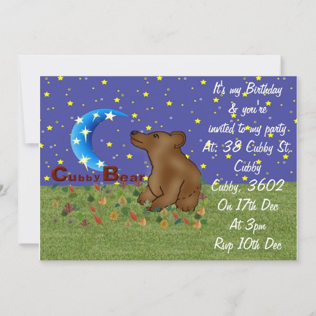 Invitación Oso del Cubby (Anverso)