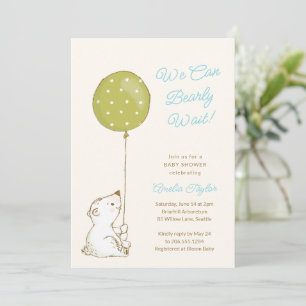 Invitación Oso Dibujado a Mano Casi Espera Shower de Bebé Niñ