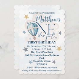 Invitación Oso en globo Un maravilloso primer cumpleaños invi