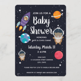 Invitación Oso en la Galaxia de la Marina Espacial Baby Showe