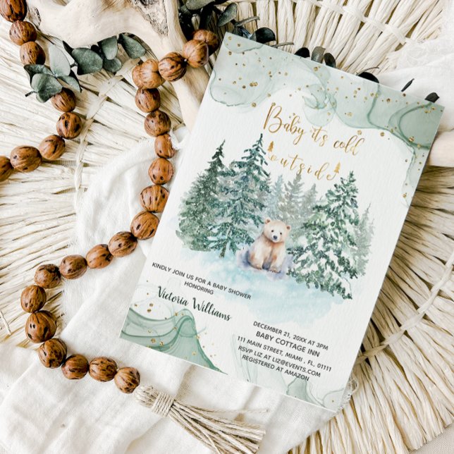 Invitación Oso, es frío fuera de un Baby Shower lindo (Subido por el creador)