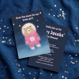 Invitación Oso espacial rosa Baby Shower es un astronauta chi