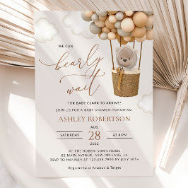 Invitación Oso, globos beige, globo de aire caliente, Baby Sh