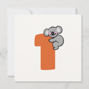 Invitación Oso Koala Adorable Un Año Dulce Cumpleaños 1