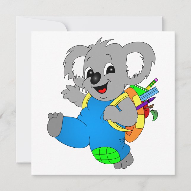 Invitación Oso Koala con mochila (Anverso)