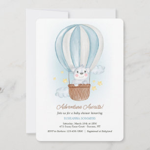 Invitación Oso Koala en globo azul