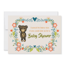 Oso lindo con Baby Shower de flor