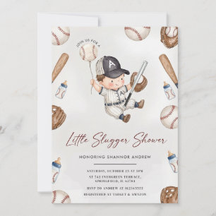 Invitación Oso lindo de la ducha de bebé de béisbol personal