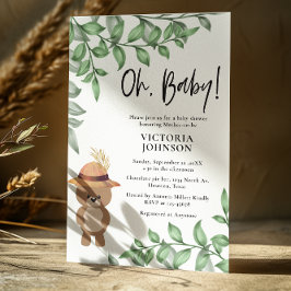 Invitación Oso lindo en el Baby Shower maderero