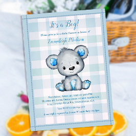 Invitación Oso Lindo Para Shower de Bebe Niño