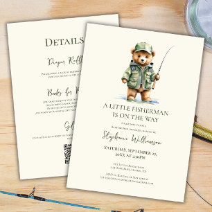 Invitación Oso Lindo Pescador Está En Camino Baby Shower