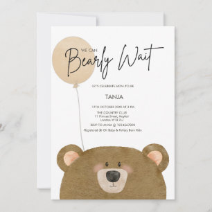 Invitación Oso lindo Podemos anticipar Baby Shower de espera