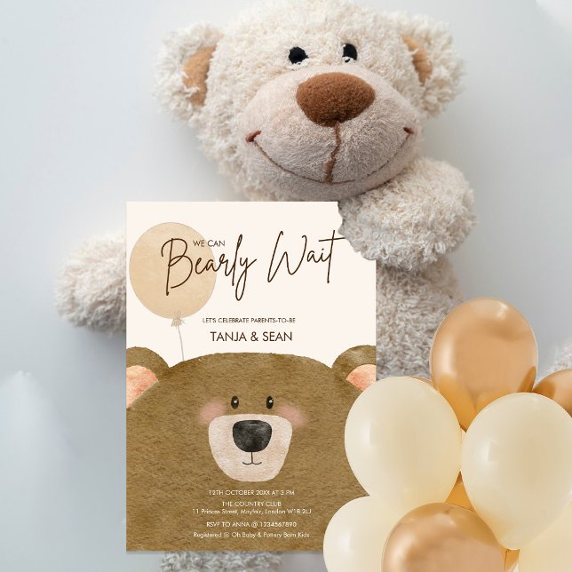 Invitación Oso lindo Podemos anticipar Baby Shower de espera  (Subido por el creador)