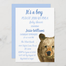 Invitación Oso lindo Woodland Animales Rustic Baby Ducha