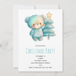 Invitación Oso lindo y Navidades de árboles de Navidad