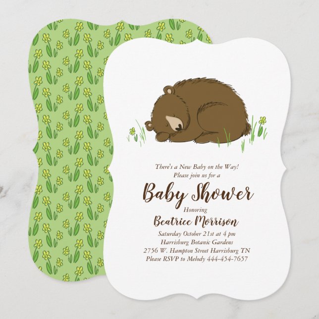 Invitación Oso marrón Animales de bosque de Baby Shower (Anverso / Reverso)