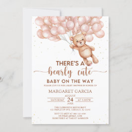 Invitación Oso marrón con globos Teddy Bear Baby Shower