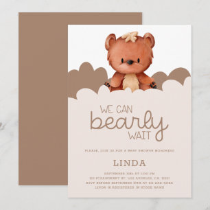 Invitación Oso Marrón Podemos Esperar Baby Shower