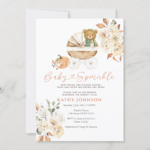 Invitación Oso Otoño Bebé Rociar Calabaza Baby Shower