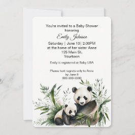 Invitación Oso Panda Con Cachorro