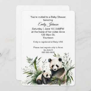 Invitación Oso Panda Con Cubo De Bebé