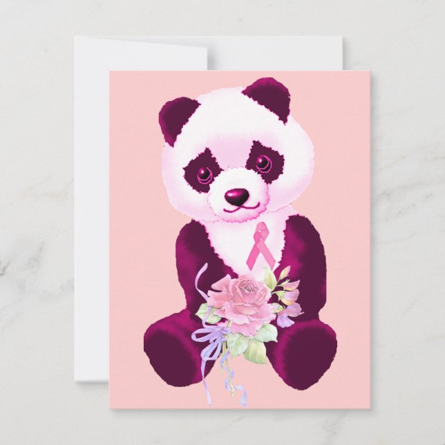 Invitación Oso Panda de Cáncer de Mama (Anverso)