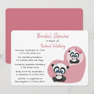 Invitación Oso Panda de Fiesta de Despedida de Soltera Rosa C