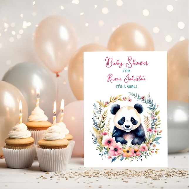 Invitación Oso Panda en Baby Shower Chica de flores (Subido por el creador)