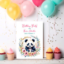 Oso Panda en cumpleaños de Chica de flores