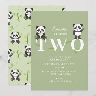 Invitación Oso Panda Kawaii Cumpleaños Infantil Dos 2