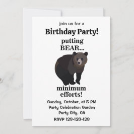 Invitación Oso Pardo Haciendo el Mínimo Esfuerzo Divertido