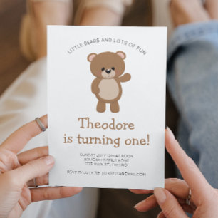 Invitación Oso Pequeño Convirtiendo Un Primer Cumpleaños De W