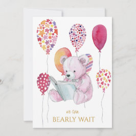 Invitación Oso personalizado leyendo un libro Baby Shower