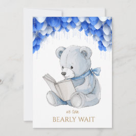 Invitación Oso personalizado leyendo un libro Baby Shower