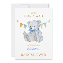 Oso personalizado leyendo un libro Baby Shower