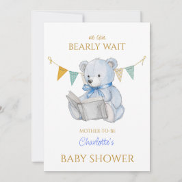 Invitación Oso personalizado leyendo un libro Baby Shower