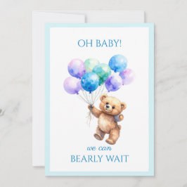 Invitación Oso personalizado sostiene globos