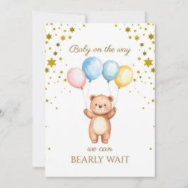 Invitación Oso personalizado sostiene globos