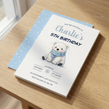 Oso Polar Acuarela con Bufanda Cumpleaños de Invie