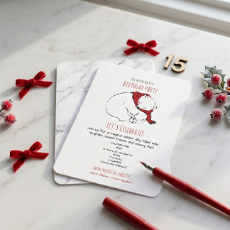Invitación Oso Polar Adorable Copo de Nieve Invierno