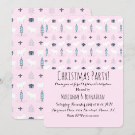 Invitación Oso Polar de Navidad Regalos Patrón de árboles fes