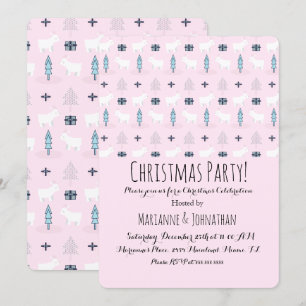 Invitación Oso Polar de Navidad Regalos Patrón de árboles fes